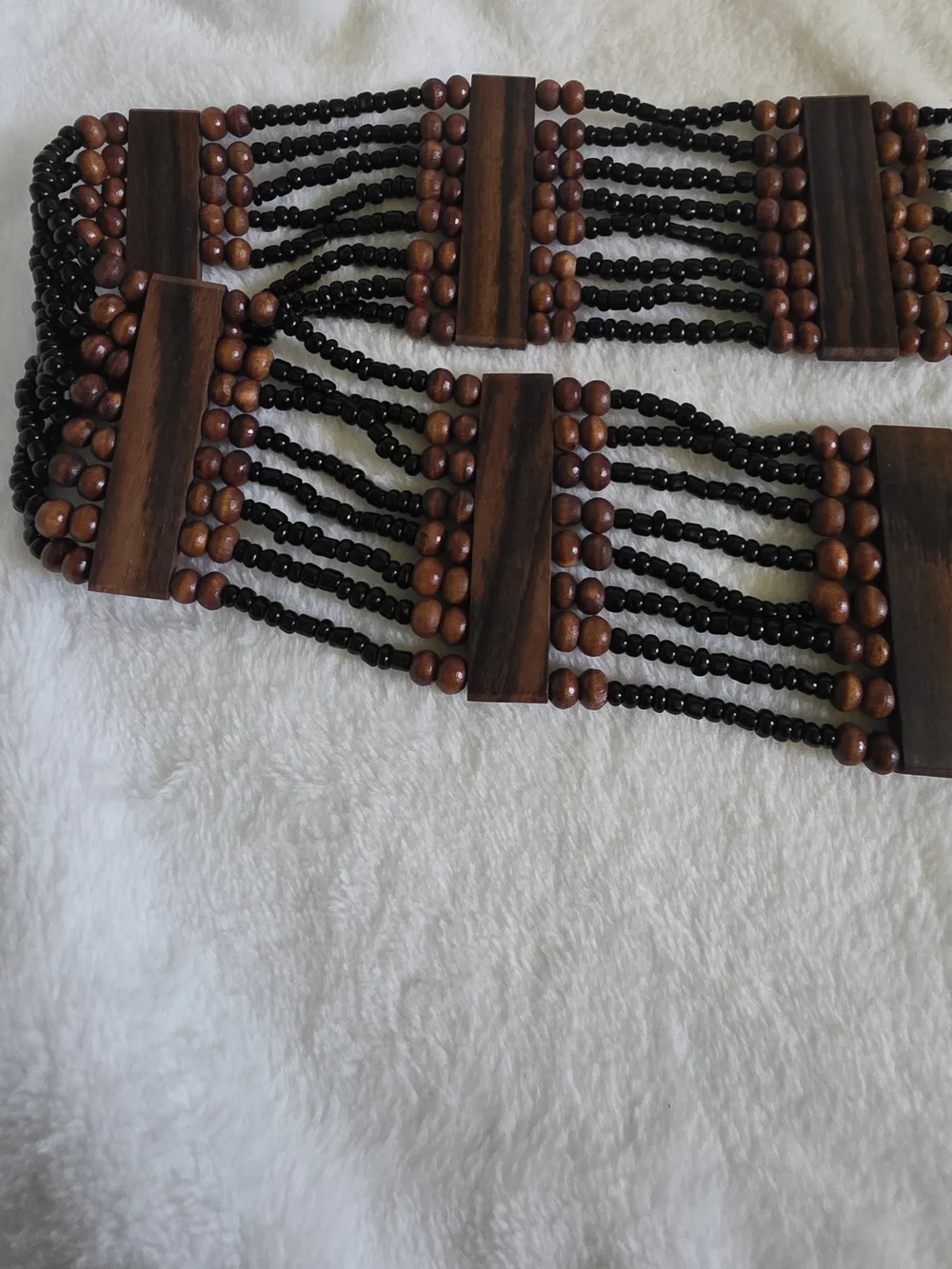 Vintage Boho Multi-Strand Wood Bead Stretch Belt – Statement Waist Belt